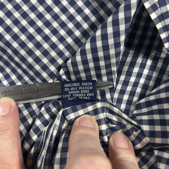 Turrau Mens Button Up Blue Gingham Shirt M India Made Vintage 100% Cotton - Picture 11 of 14